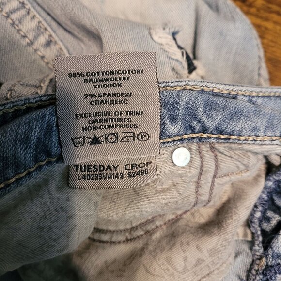 Silver Jeans Size 32 Tuesday Crop Low Rise Tummy Control Thick Stitch Stretch - Picture 7 of 12